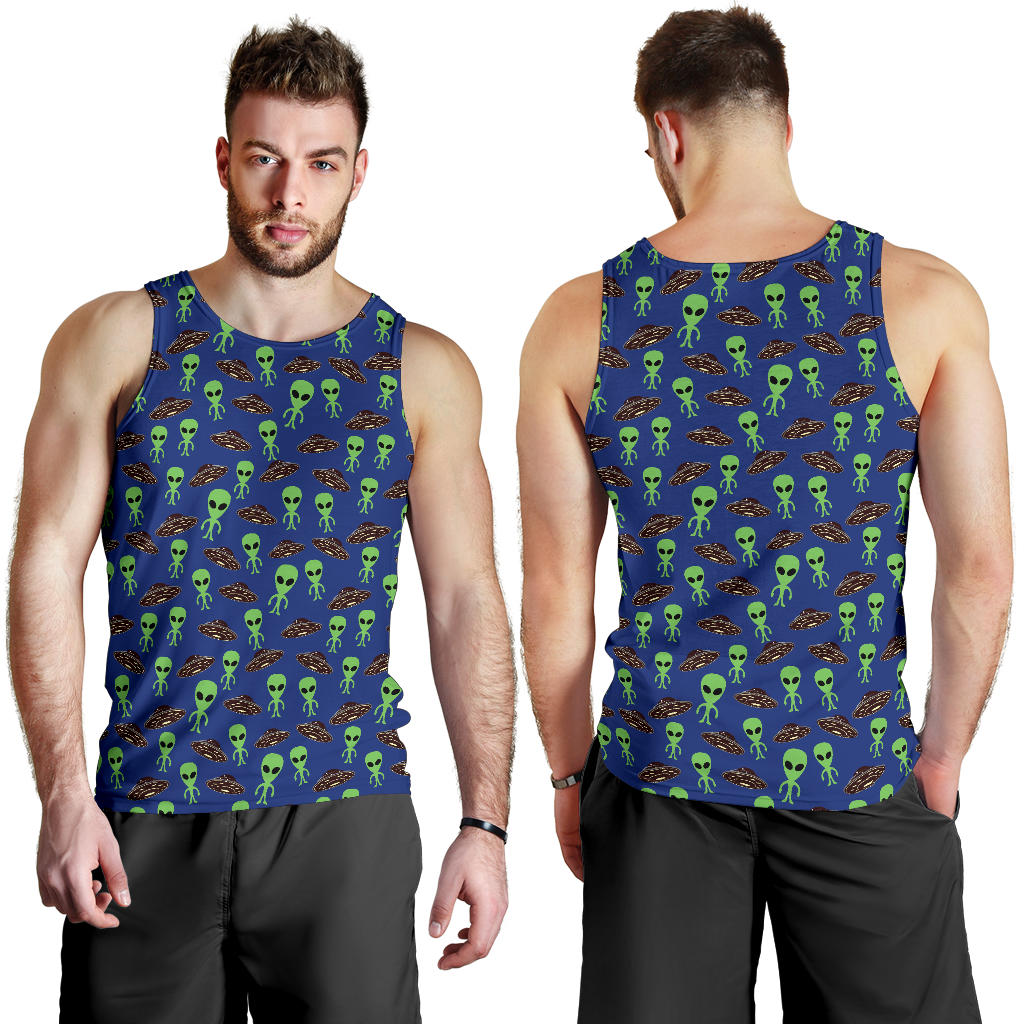 Alien Green UFO Pattern Men Tank Top