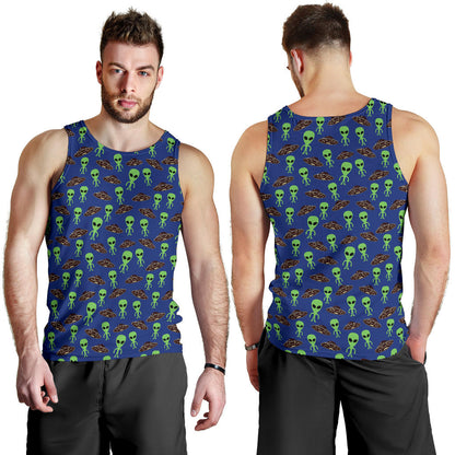 Alien Green UFO Pattern Men Tank Top