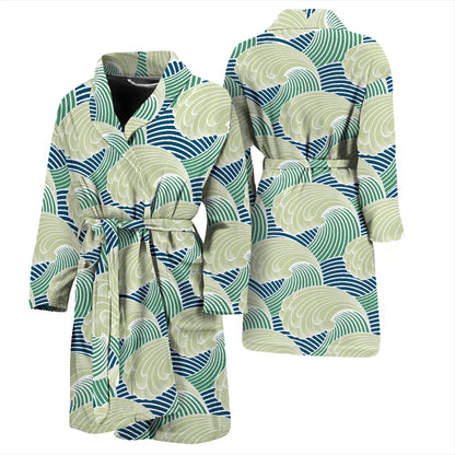 Wave Japan Style Print Design LKS302 Men Bathrobe