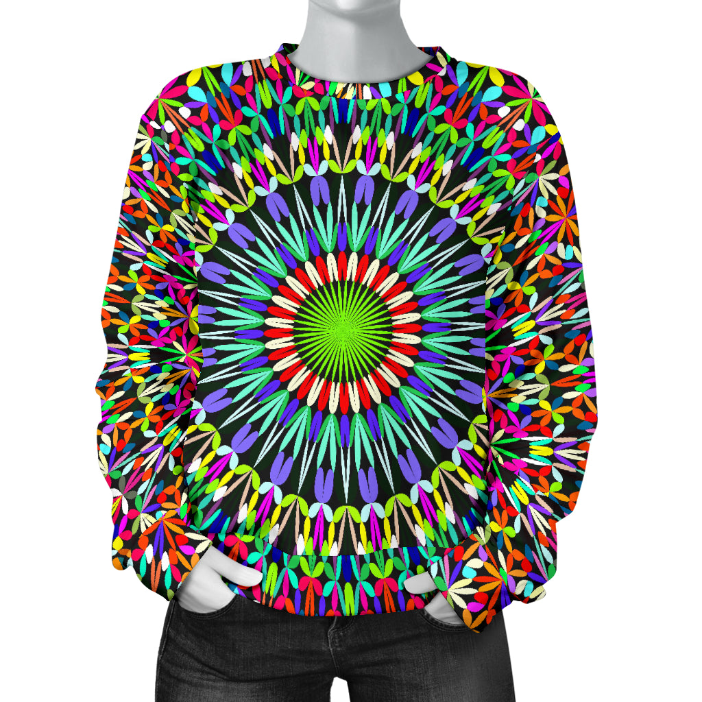 Bohemian Colorful Style Print Women Long Sleeve Sweatshirt