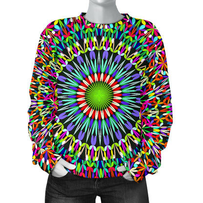 Bohemian Colorful Style Print Women Long Sleeve Sweatshirt