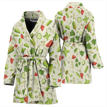 Salad Vegetable Print Design LKS302 Women Bathrobe
