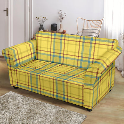 Tartan Yellow Print Design LKS301 Loveseat Couch Slipcover