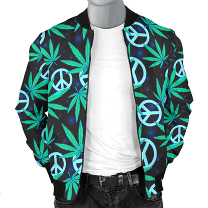 Peace Sign Themed Design Print Men Bomber Jacket