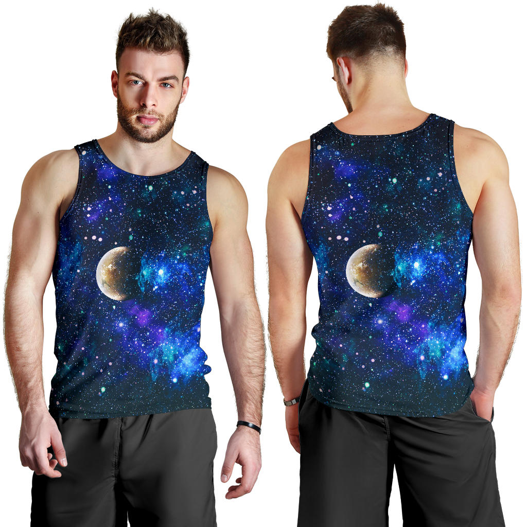 Galaxy Stardust Planet Space Print Men Tank Top