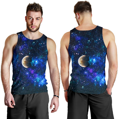 Galaxy Stardust Planet Space Print Men Tank Top