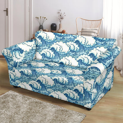 Wave Japan Style Print Design LKS304 Loveseat Couch Slipcover