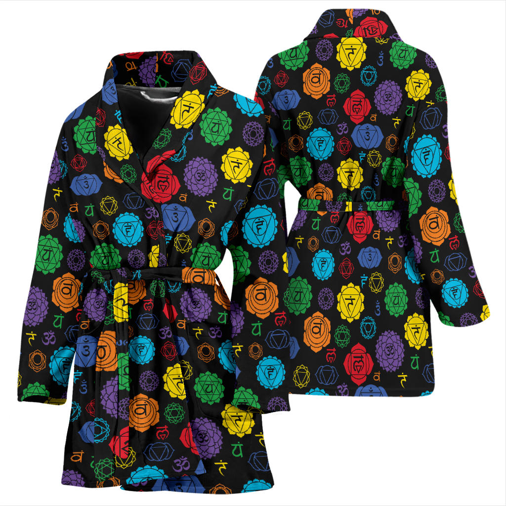 Chakra Pattern Print Design 01 Women Bathrobe