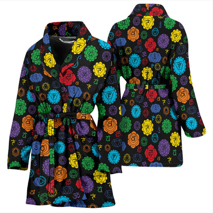 Chakra Pattern Print Design 01 Women Bathrobe