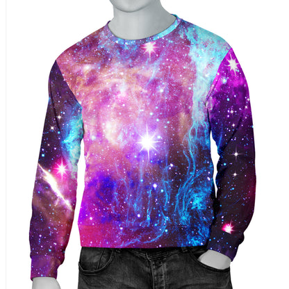 Galaxy Night Purple Space Print  Men Long Sleeve Sweatshirt