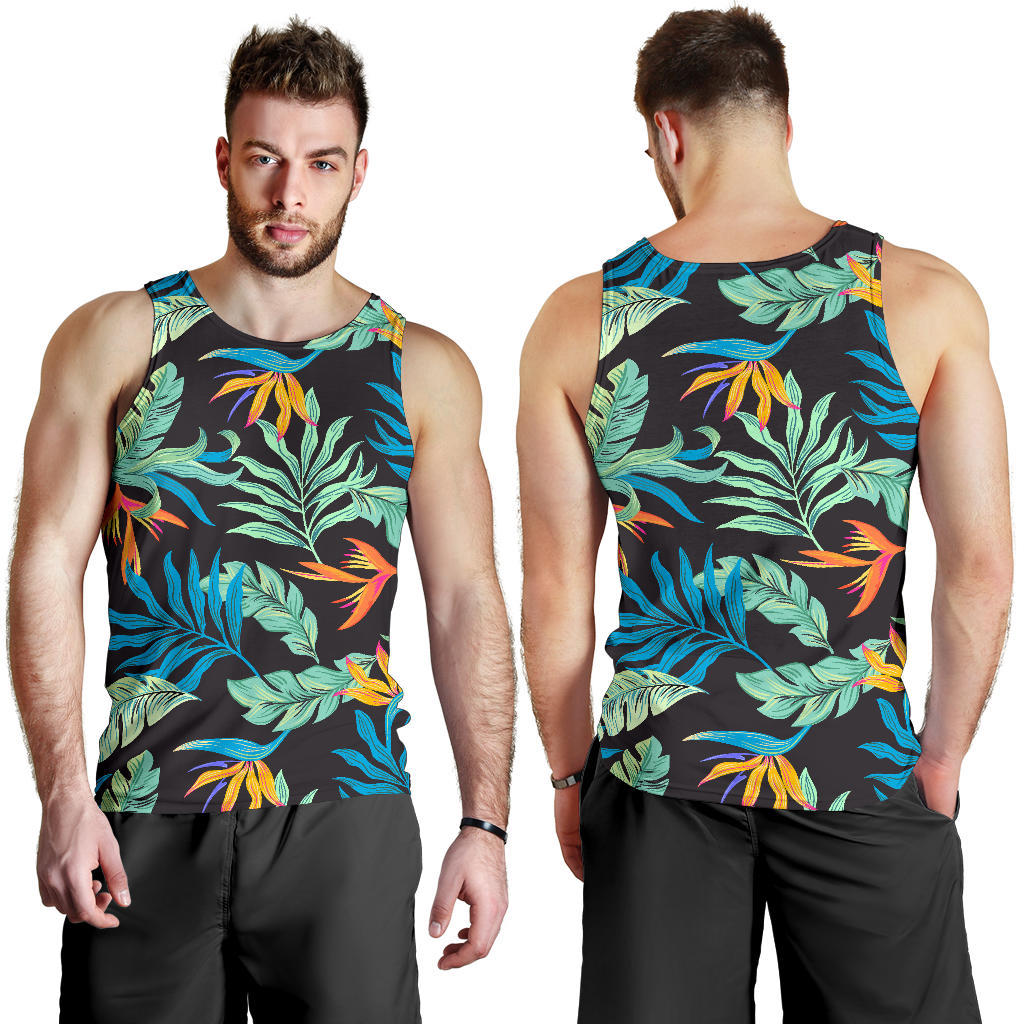 Tropical Palm Leaves Hawaiian Flower Men Tank Top