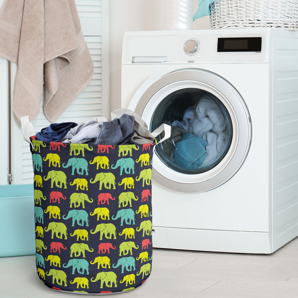 Elephant Neon Color Print Pattern Laundry Basket