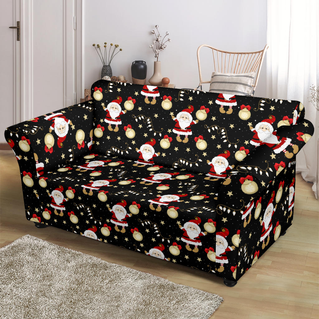 Santa Christmas Themed Print Design LKS307 Loveseat Couch Slipcover