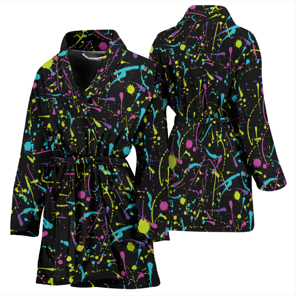 Splatter Multicolor Print Design LKS302 Women Bathrobe