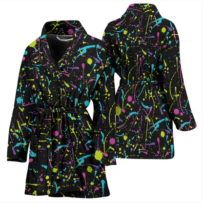Splatter Multicolor Print Design LKS302 Women Bathrobe