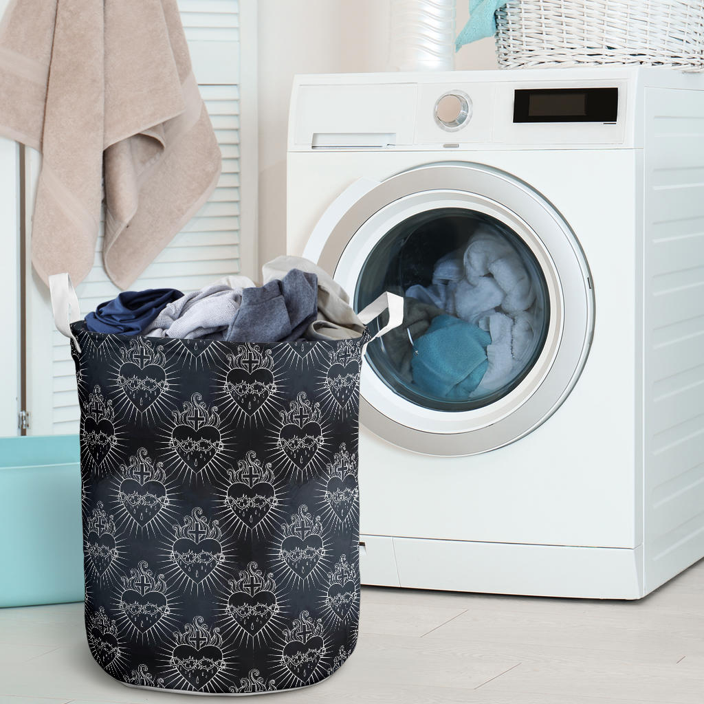 Christian Heart Tattoo Style Laundry Basket