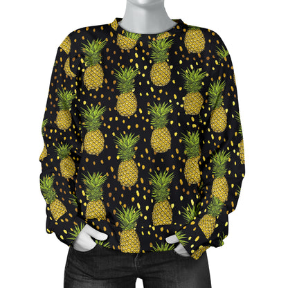 Pineapple Gold Dot Themed Print Women Long Sleeve Sweatshirt