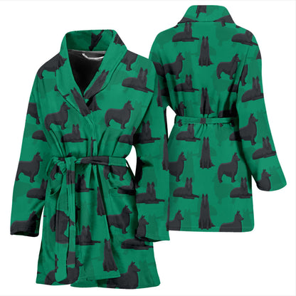 Belgian Sheepdog Pattern Print Design 01 Women Bathrobe