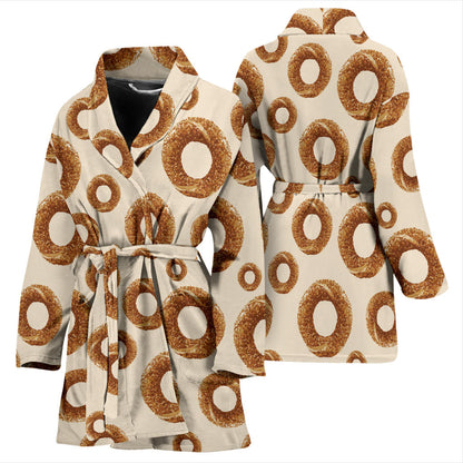 Bagel Pattern Print Design 01 Women Bathrobe