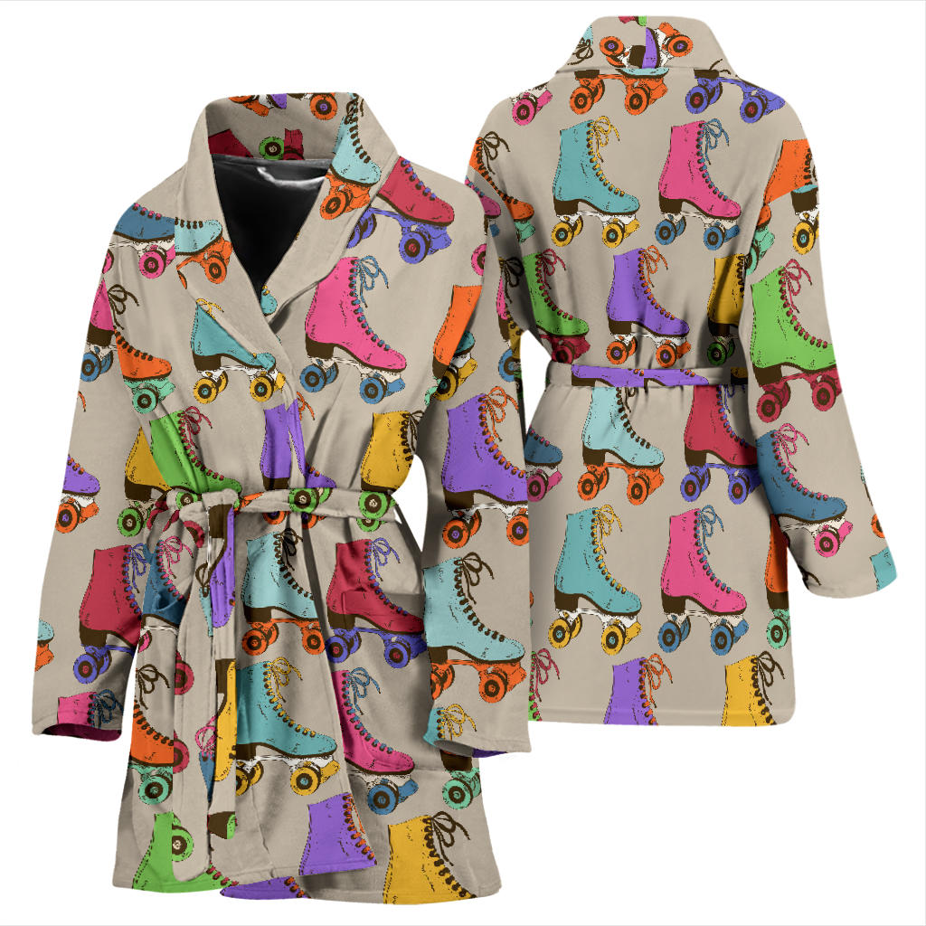 Roller skate Pattern Print Design A01 Women Bathrobe