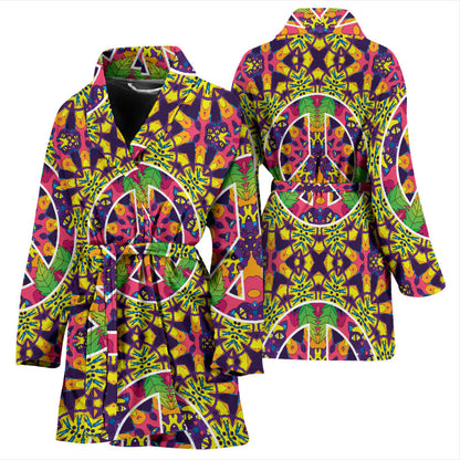 Peace Sign Pattern Print Design A04 Women Bathrobe