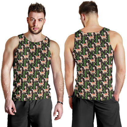 Alpaca Cactus Design Themed Print Men Tank Top
