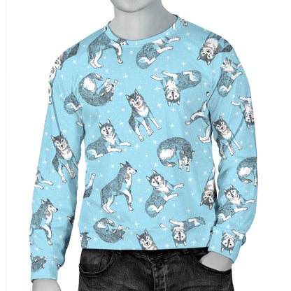 Wolf Design Print Pattern Men Long Sleeve Sweatshirt