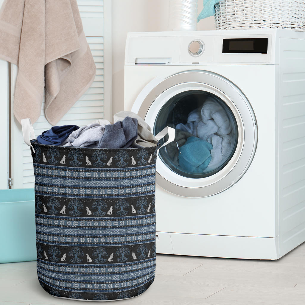 Wolf Tree of Life Knit Design Print Laundry Basket
