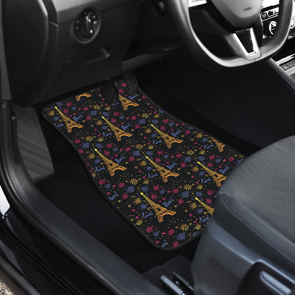 Eiffel Tower Love Paris Print Car Floor Mats Front Back