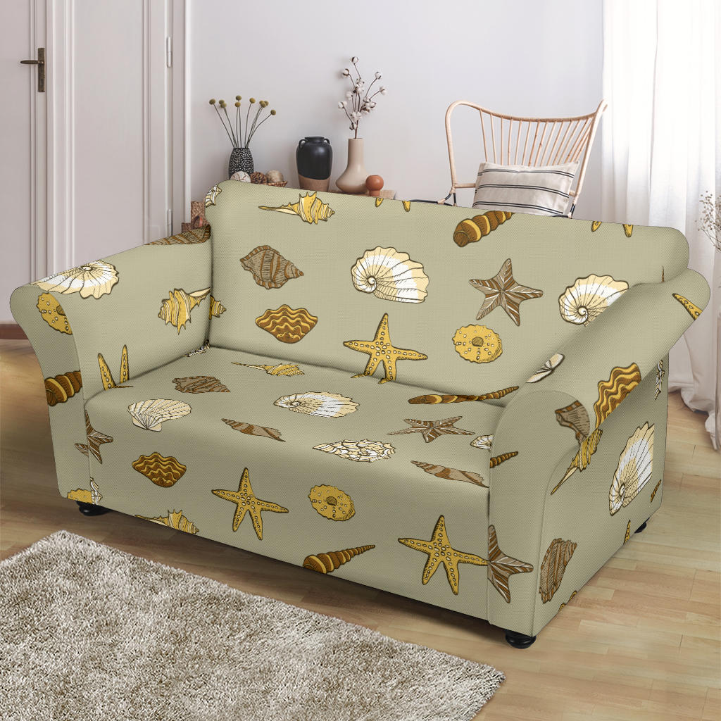 Seashell Beach Print Design LKS303 Loveseat Couch Slipcover