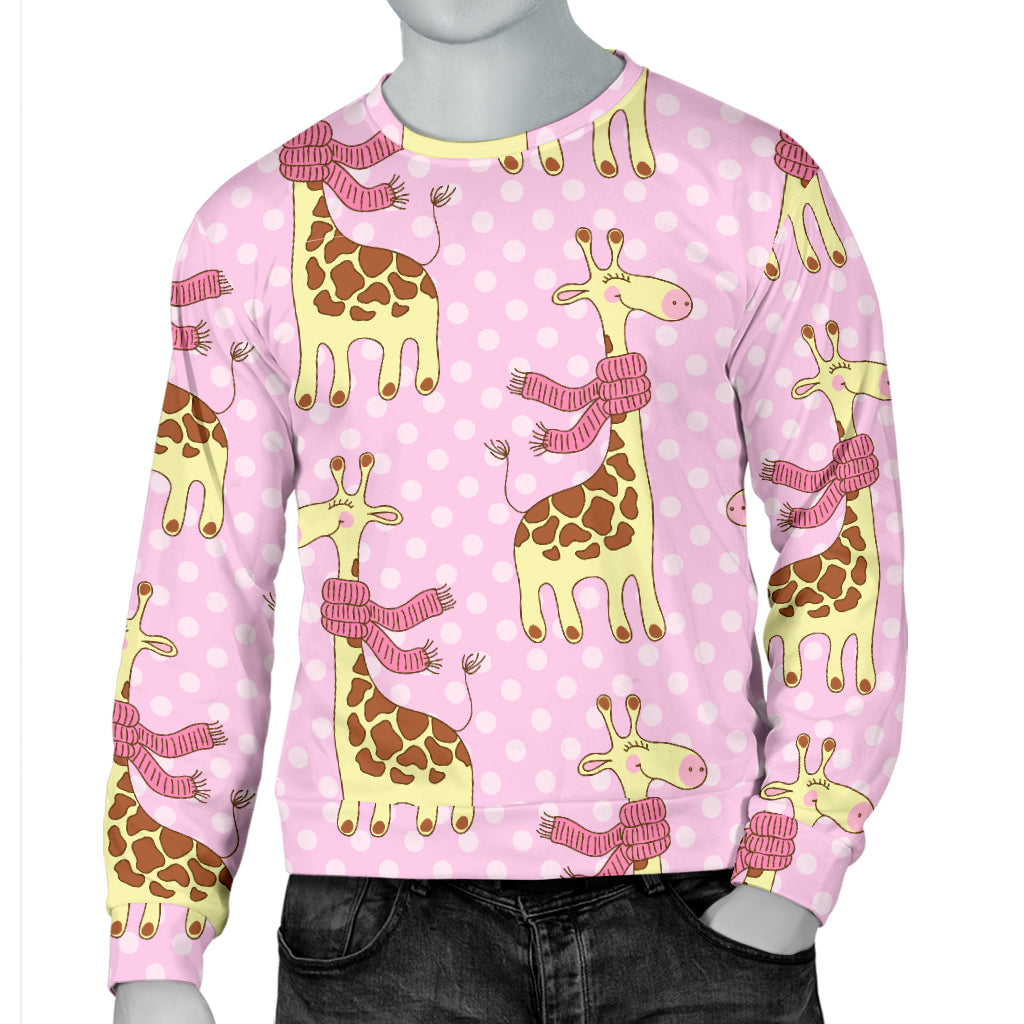 Giraffe Cute Pink Polka Dot Print Men Long Sleeve Sweatshirt