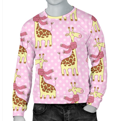 Giraffe Cute Pink Polka Dot Print Men Long Sleeve Sweatshirt