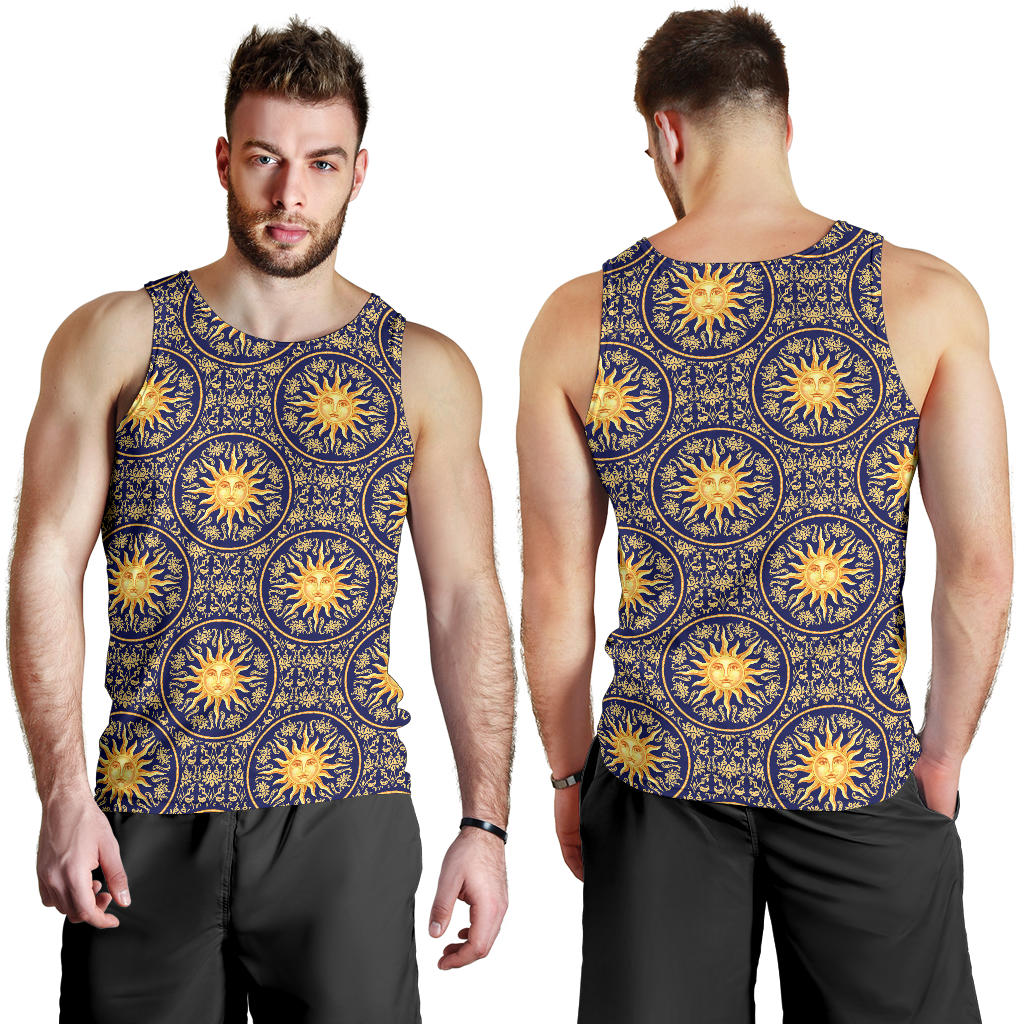 Celestial Gold Sun Face Men Tank Top