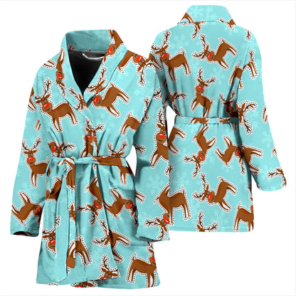 Reindeer Print Design LKS403 Women Bathrobe