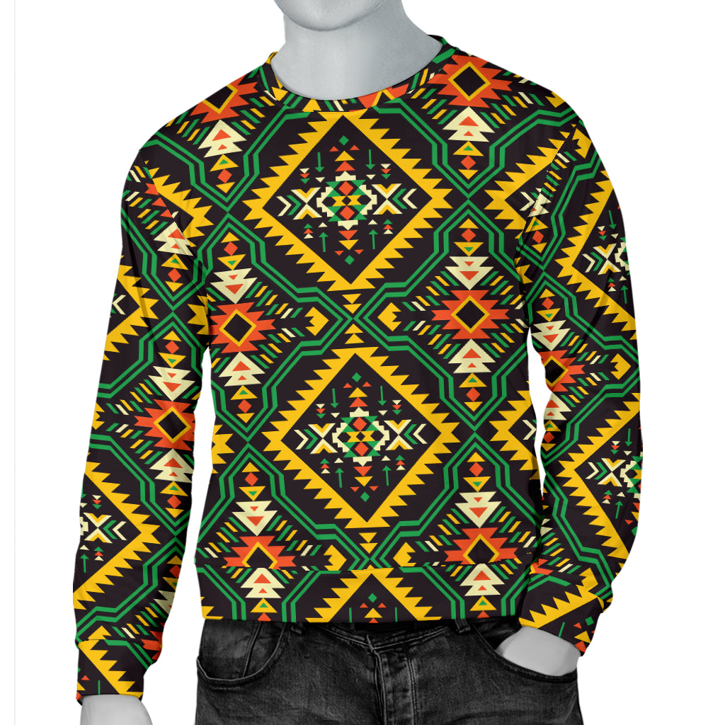 Kente Green Design African Print Men Long Sleeve Sweatshirt