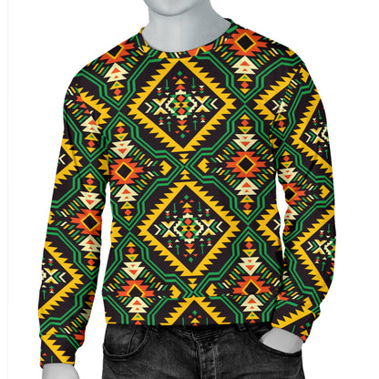 Kente Green Design African Print Men Long Sleeve Sweatshirt