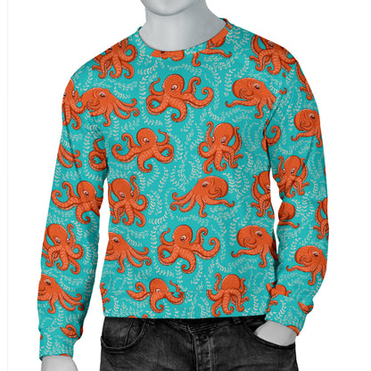 Octopus Cartoon Design Print Themed Men Long Sleeve Sweatshirt