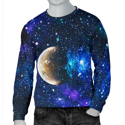 Galaxy Stardust Planet Space Print Men Long Sleeve Sweatshirt