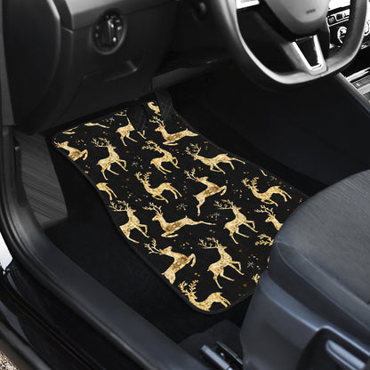 Deer Gold Pattern Car Floor Mats Front Back