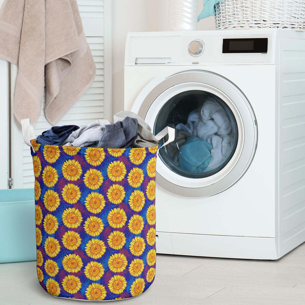 Sunflower Hand Drawn Style Print Laundry Basket