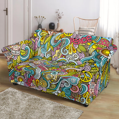 Hippie Print Design LKS301 Loveseat Couch Slipcover