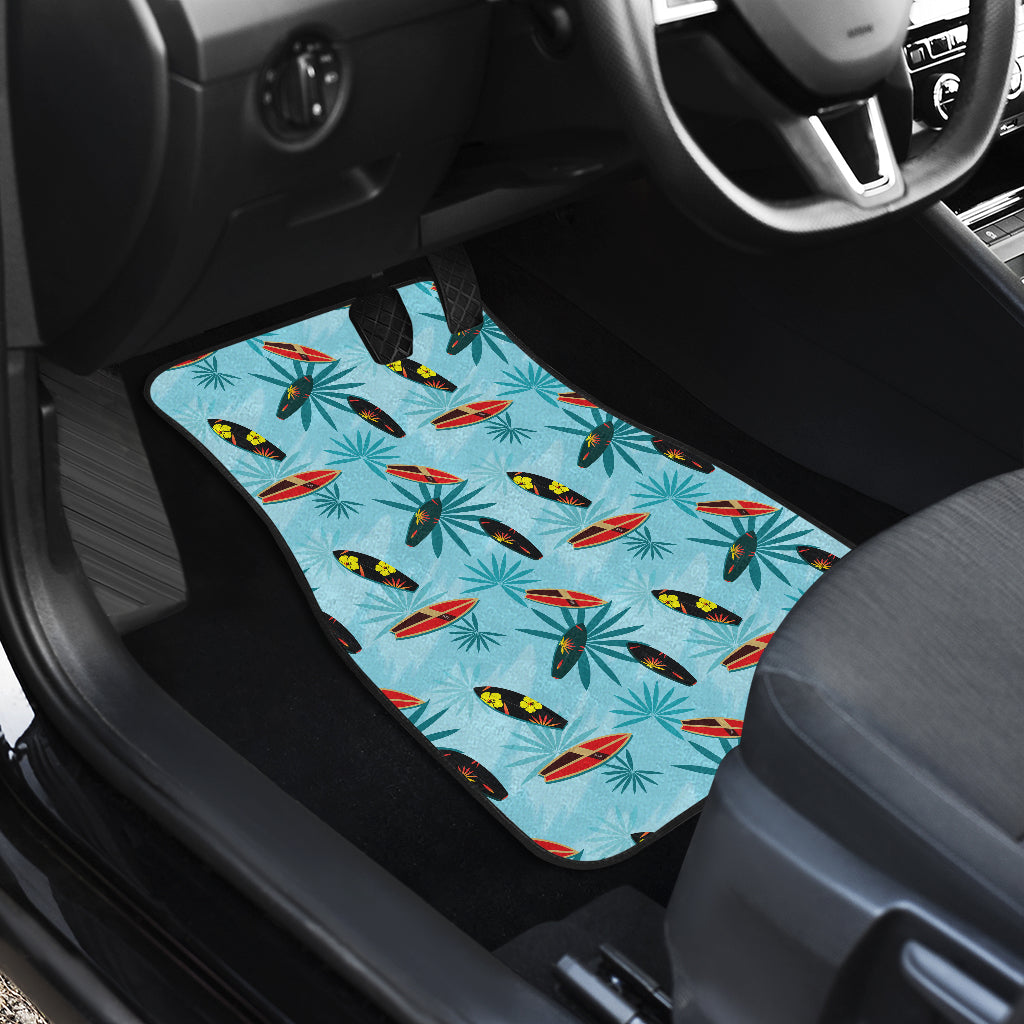 Surfboard Themed Pattern Car Floor Mats Front Back
