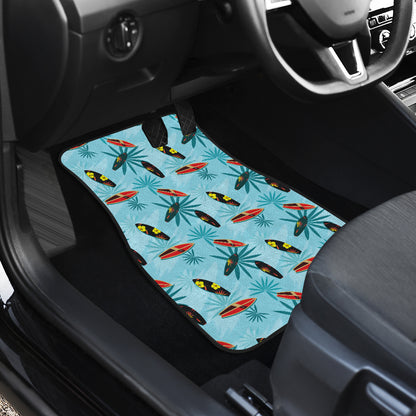 Surfboard Themed Pattern Car Floor Mats Front Back