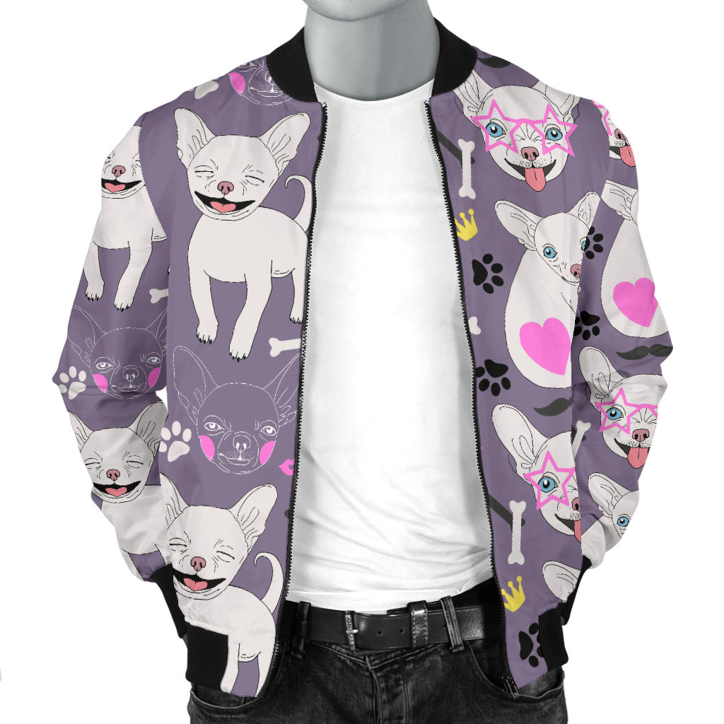 Chihuahua Happy Pattern Men Bomber Jacket