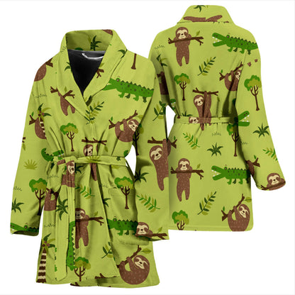 Alligator Pattern Print Design 04 Women Bathrobe
