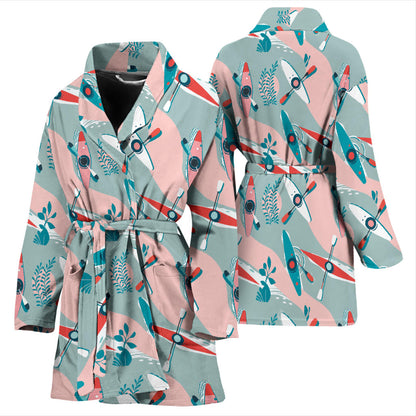 Kayak Pattern Print Design 05 Women Bathrobe