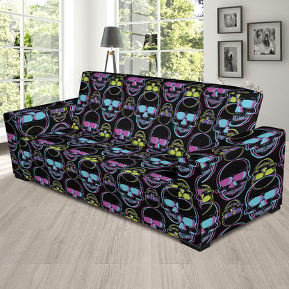 Skull 3D Colorful Print Design LKS309 Sofa Slipcover