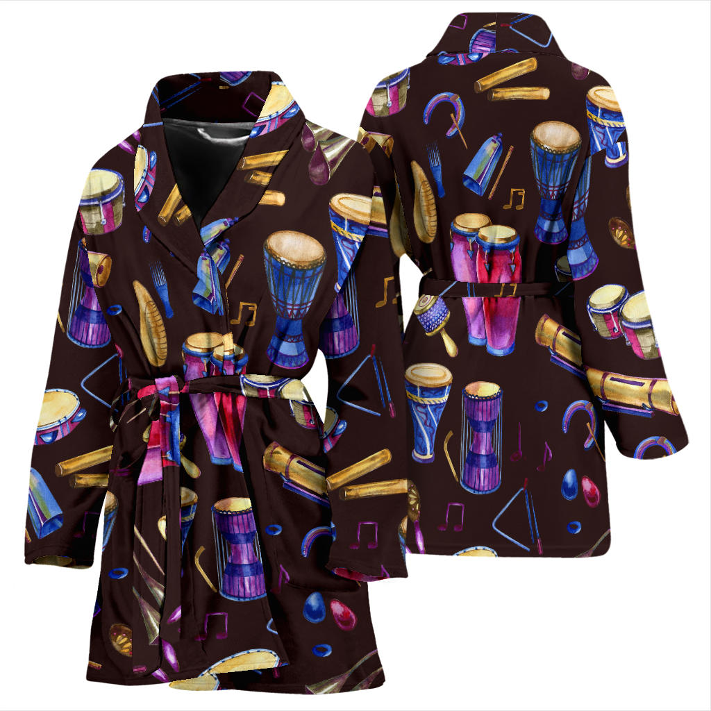 Percussion Neon Pattern Print Design 04 Women Bathrobe