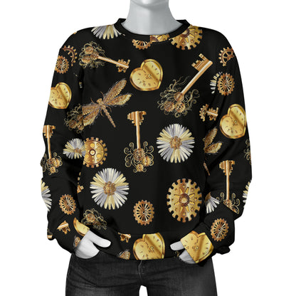 Steampunk Dragonfly Design Themed Print Women Long Sleeve Sweatshirt