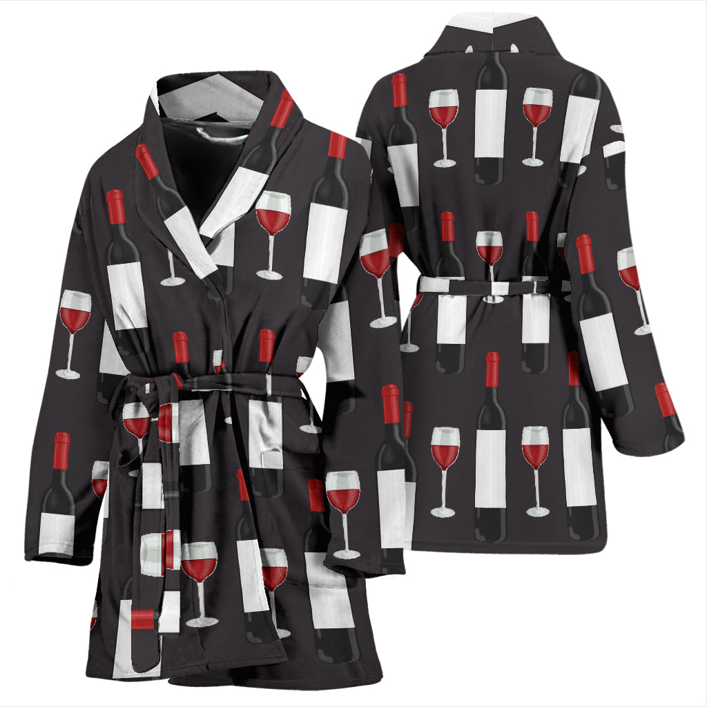 Wine Print Design LKS309 Women Bathrobe